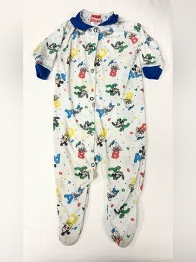 Playskool Baby Vintage 1980s Disney Mickey Fleece Footed One-Piece Snap Pajamas